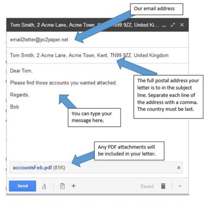 Where do you put sent via email on a letter?